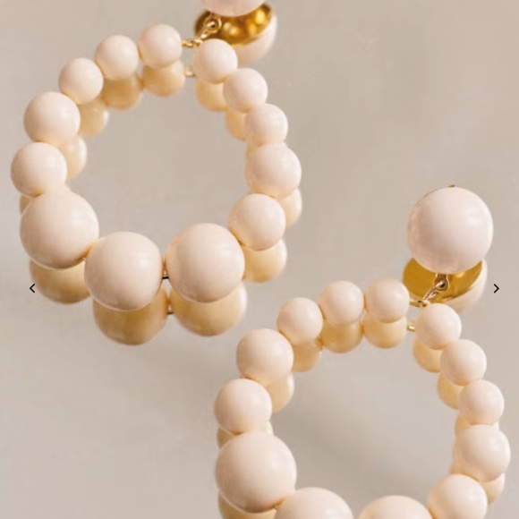 Sezane  Charlie Black Beaded Hoop Earrings - Picture 8 of 10